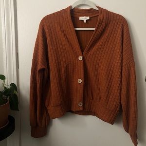 rust orange cardigan